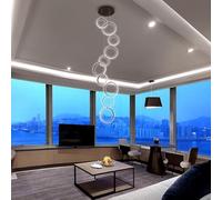 LYSDjia Lustre LED moderne 15 anneaux noir à intensité variable lustres de plafond hauts avec télécommande luminaire de plafond suspendu à hauteur réglable pour escalier salon hall d'entrée(Black,10 l