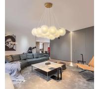 LYSDjia Lustre Mid-Century Nordic Grand Globe Boule de Verre Plafonnier Forme Suspension Luminaire Base Dorée 13 Lumières Lustres Décoratifs Modernes pour Salon Salle à Manger Chambre Île d'entrée (S