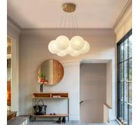 LYSDjia Lustre Mid-Century Nordic Grand Globe Boule de Verre Plafonnier Forme Suspension Luminaire Base Dorée 13 Lumières Lustres Décoratifs Modernes pour Salon Salle à Manger Chambre Île d'entrée (S