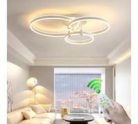 LYSDjia Plafonnier LED lampe de salon moderne avec télécommande Lampe de Plafond intensité variable en aluminium 3 anneaux éclairage de plafond décoratif pour chambre à coucher salle à manger lustre d