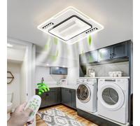LYSDjia Ventilateur De Plafond Avec Lampe De Plafond LED rectangle Bedroom Plafonnier avec Télécommande Dimming Timing 6 Wind Speed Salon Plafonnier sans pales lustre en éventa (Carré)