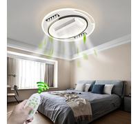 LYSDjia Ventilateur de Plafond avec Lumière et Télécommande 110cm Grand Luminaire Ventilateur Plafond sans pales Dimmable 6 Vitesses Réversible été/hiver Plafonnier Ventilateur Silencieux pour Chambre