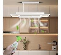 LYSDjia Ventilateur de Plafond avec Lumière et Télécommande Grand Luminaire Ventilateur Plafond sans pales Dimmable Réversible été/hiver Plafonnier Ventilateur Silencieux pour Chambre (rectangle)