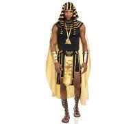 LYSINK Anu ostume d'Halloween de pharaon égyptien 6 pièces pour homme et adulte - Costume d'Halloween du roi d'Égypte pour costumade (01noir, taille M)