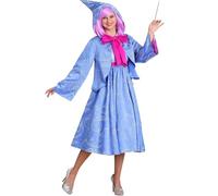 LYSINK Robe de marraine 3 pièces pour femme - Cape à capuche avec nœud - Costume de sorcière bleue pour Halloween (bleu, taille XL)