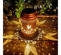 Lysliv Lanterne solaire en forme de colibri, lampes solaires à suspendre en métal, lumières solaires LED étanches pour terrasse, cour, pelouse, porche, cadeaux pour femme, maman, grand-mère