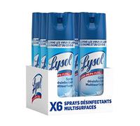 Lysol Spray Désinfectant Antibactérien Elimine 99,9% des Virus et des Bactéries , Multi-Surfaces et Textiles, sans Javel, Parfum Frais - 400ml x 6 unités
