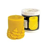 LYSON Moule à Bougie Petit cylindre avec sapins Hauteur: 7,5 cm Moule en silicone pour bougies Silicone Bougie Verser Moules Bougies en cire d'abeille DIY et artisanales Bricolage Réutilisable Bougie