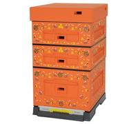 LYSON Optima - Lot de ruches Dadant en polystyrène - Orange avec impression abeilles - À monter soi-même - Cadre assorti : 47 x 43,5 x 30 cm - 47 x 43,5 x 15,9 cm