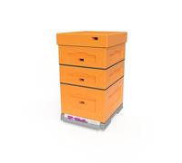 LYSON Optima - Proie d'abeilles en polystyrène - Motif feuille Dadant - Kit de ruche (orange) à monter soi-même (cadre adapté : 47 x 43,5 x 30 cm, 47 x 43,5 x 14,5 cm)