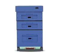 LYSON Proie d'abeilles Dadant Optima - En polystyrène - Avec fond en plastique Varroa bas - Bleu foncé - À monter soi-même - Cadre assorti : 47 x 43,5 x 30 cm - 47 x 43,5 x 15,9 cm