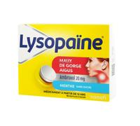 Lysopaïne Maux de gorge aigus Ambroxol Menthe 18 pastilles