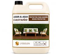 LYSSOLEN Lasure Protectrice Bois Extérieur et Intérieur | À l'Eau, Microporeux, Satinée Couleur Châtaignier | Imperméabilisant avec Filtre UV pour Terrasses, Clôtures, Poutres et Meubles | 1 Litre