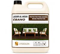 LYSSOLEN Lasure Protectrice Bois Extérieur et Intérieur | À l'Eau, Microporeux, Satinée Couleur Ébène | Imperméabilisant avec Filtre UV pour Terrasses, Clôtures, Poutres et Meubles | 1 Litre