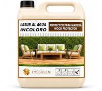 LYSSOLEN Lasure Protectrice Bois Extérieur et Intérieur | À l'Eau, Microporeux, Satinée Incolore | Imperméabilisant Transparent avec Filtre UV pour Terrasses, Clôtures, Poutres et Meubles | 1 Litre