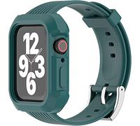 Lysun Bandeaux de rechange en silicone souple et étanche pour Apple Watch 45 mm, 44 mm, 42 mm, pour homme et femme, bracelet de rechange pour iWatch Series 7/6/5/4/3/2/1/SE Vert
