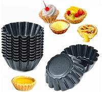 LYTIVAGEN 12 PCS Moules à Tarte aux œufs Réutilisables Moules à Tartelettes en Acier au Carbone Tarte Oeuf pan Antiadhésif Moulle Cupcakes Moule à Quiche pour Tartes Puddings Muffins DIY(Noir)