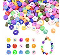 LYTIVAGEN 200 PCS Perles de Lettres Artisanat Mixtes Perles d'Espacement Bricolage Perle de Lettres Mélangé Perles d'Argile Polymère Colorées Perles Faites à la Main pour Bracelet Collier Fille Femme