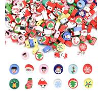 LYTIVAGEN 200 PCS Perles de Noël Artisanat Mixtes Perles d'Espacement Bricolage Perles de Noël Mélangés Perles d'Argile Polymère Colorées Perles Faites à la Main pour Bracelet Collier Fille Femme