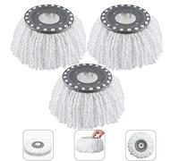 LYTIVAGEN 3Pcs Têtes Microfibre Balai, Mop Heads, Tête de Vadrouille Rechange Rond Têtes Mop Rotation à 360 pour Balais Serpillère Rotatif 360°(Diamètre 16 cm)