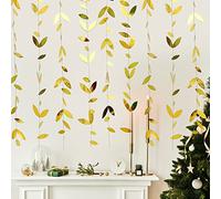 LYTIVAGEN 4 PCS 4M Bannière Feuille Suspendus Décorations Feuilles Garland de Paillettes d'or Galon Doré Guirlande de Papier Suspendue Guirlandes Artificiel pour Mariage, Anniversaire, Noël, Cadeau