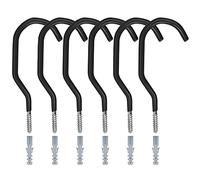 LYTIVAGEN 6 PCS Crochets de Vélo en Acier Carbone Crochet de Rangement Mural Robuste Crochet à Visser Plafond Portant Maximum 15KG Crochet de Stockage avec 6 Tubes d'Expansion pour Garage(155X66MM)