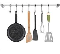 LYTIVAGEN Barre Murale Cuisine, Support Ustensiles de Cuisine en Acier Inoxydable avec 7 Acrochets Amovibles Rail Crochets Barre de Suspension pour Cuisine/Salle de Bain/Chambre/Bureau