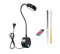 LYTLM LED Lampe de Lecture Chevet Murale, Applique avec Port USB et Tactile Interrupteur, 5W Lampe à Col de Cygne Flexible Chambre, Enfants Intérieure Dimmable Liseuse avec Prise 2700K-6500K (Noir)