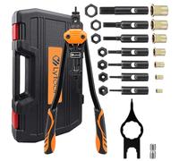 Lytool Pince-a-Insert-Fileté,Pince-à-Sertir Écrou 16'', Pince a Riveter Ecrou 7 Mandrins Métriques et 215 Écrous à Riveteuse a Sert,M3 M4 M5 M6 M8 M10 M12,avec Étui de Transport Robuste