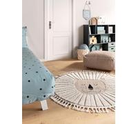 lytte Tapis pour enfant Momo - Fibre synthétique - Rond et style : motifs d'animaux - Facile d'entretien pour chambre d'enfant, beige, Ø 120 cm rond