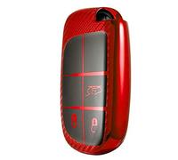 LyTTuu 1 Etuis Porte Clés Voiture pour Jeep Renegade Compass Grand Cherokee Chrysler 300C Dodge Dart Fiat 500X, Pochette Clés à Distance, étui Protection Porte-Clés, Sac à Clé, Accessoires,C