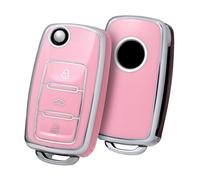 LyTTuu 1 Etuis Porte Clés Voiture pour VW Golf, Polo, Passat; Skoda 3 Buttons, Pochette Clés à Distance, étui Protection Porte-Clés, Sac à Clé, Accessoires Portefeuille,F