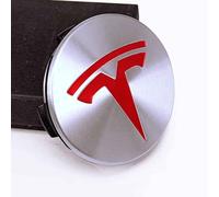 LyTTuu 4 Pièces Voiture Cache Moyeux pour Tesla Model 3 X S Y 60mm,Enjoliveurs Moyeu Capuchons Anti-poussière Crème Solaire Pneuset Jantes Accessoires,SilverRed