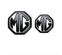LyTTuu Voiture Emblèmes pour MG HS I SUV 2018-2024,3D Autocollant Insignes DéCoratif Blason SignaléTique Étiquette Logo Decal Armatures Caisse Accessoire,Front+Rear-Black
