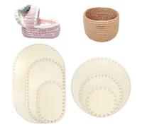 lyualma Lot de 6 Panier Au Crochet en Bois Bricolage Panier Tissage Fond de Panier en Bois Naturel pour Artisanale de Fournitures de Tissage de Panier, Ovale, Rond