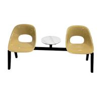 LYUCAYHQ Chaises de Réception 2 Places, Chaise de Salle D'attente en Plastique avec Table Basse, pour Salon, Salle D'attente, Hall D'entrée et Salle de Détente de Bureau(Beige)