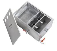 LYUCAYHQ Séparateur de Graisse Commercial, Bac a Graisse sous Evier, Intercepteur en Acier Inoxydable avec Entrées Supérieures pour Cuisine de Restaurant(Size:60 x 40 x 30cm/24 x 16 x 12in)