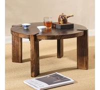 LYUCAYHQ Table Basse Japonaise Ronde en Bois Massif, Étanche IP69, Charge de 30 Kg, pour L'heure du Thé, Le Salon, Les Tatamis et la Méditation