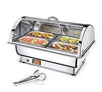 LYUQIU 9L/13L Chafing Dish, Marmite Chauffante Buffet Chafing Dish Électrique, 220V/400W Roll-Top Chauffe-Plats avec Pieds Antidérapants et Poignée Anti-Brûlure, Amovible et Facile à Nettoyer