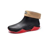 Lyuu Chelsea Bottines de jardin courtes en caoutchouc - Imperméables - Unisexe - Légères - Pour la marche en plein air - Pour homme ou femme, Doublure en coton rouge, 39 EU