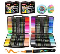 Lyuvie 120 Couleurs de Feutre Acrylique, Acrylic Paint Marker à Peinture à Base D'eau, Marqueur Peinture Acrylique pour la Peinture sur Pierre,Bois, Papier, Tissu, Galets, Verre, Plastique