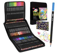 Lyuvie 60 Crayon de Couleurs Professionnel, Set de Crayon de Couleurs avec Etui Portable Noir & Livre de Coloriage pour Adultes Enfants Esquisse Dessin Ombrage et Doodling