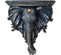 LYUXIANG Étagère murale à fixation murale, étagères flottantes de style européen pour mur, sculpture en résine tête d'éléphant, décoration murale pour la maison et le salon (30 x 34 cm, blanc)/bleu/30