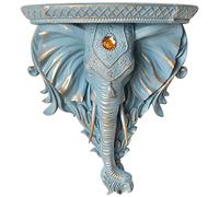 LYUXIANG Étagère murale à fixation murale, étagères flottantes de style européen pour mur, tête d'éléphant en résine, décoration murale pour la maison et le salon (30 x 34 cm, blanc)/cyan/30 x 34 cm