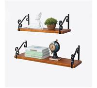LYUXIANG Lot de 2 étagères flottantes murales en bois massif pour mur, étagères modernes en bois pour chambre à coucher, salon, cuisine (2 pièces, noir) / noir