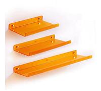 LYUXIANG Lot de 3 étagères murales flottantes en acrylique, faciles à installer, étagères transparentes spacieuses pour salle de bain, cuisine ou chambre à coucher (3 pièces, orange)/orange/3 pièces