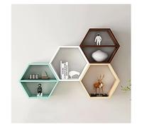 LYUXIANG Lot de 4 grandes étagères murales flottantes hexagonales en nid d'abeille, étagère décorative pratique, étagères de rangement murales hexagonales géométriques
