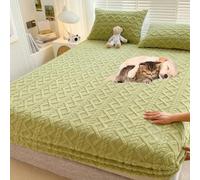 Lyvara Housse de matelas de luxe Lyvara Magic - Drap de lit en velours pelucheux élastique tout autour - Drap-housse en flanelle pour lit double (vert + taie d'oreiller, 200 x 220 (198,1 x 218,4 cm)