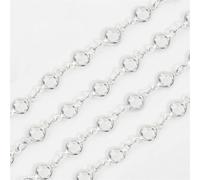 LYVQZPWLR Chaîne de bijoux de perles de cristal coloré, Chaîne de perles en cristal colorées de 1 mètre et 6 mm for la fabrication de bijoux(A-clear-rhodium)