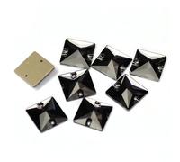LYVQZPWLR Coudre Le Diamant de Cristal, Pierres carrées AAAAA à Dos Plat Cousues, Strass en Verre à Faire soi-même, Artisanat, Cristal à Coudre(Black Diamond,12mm 24Pcs)
